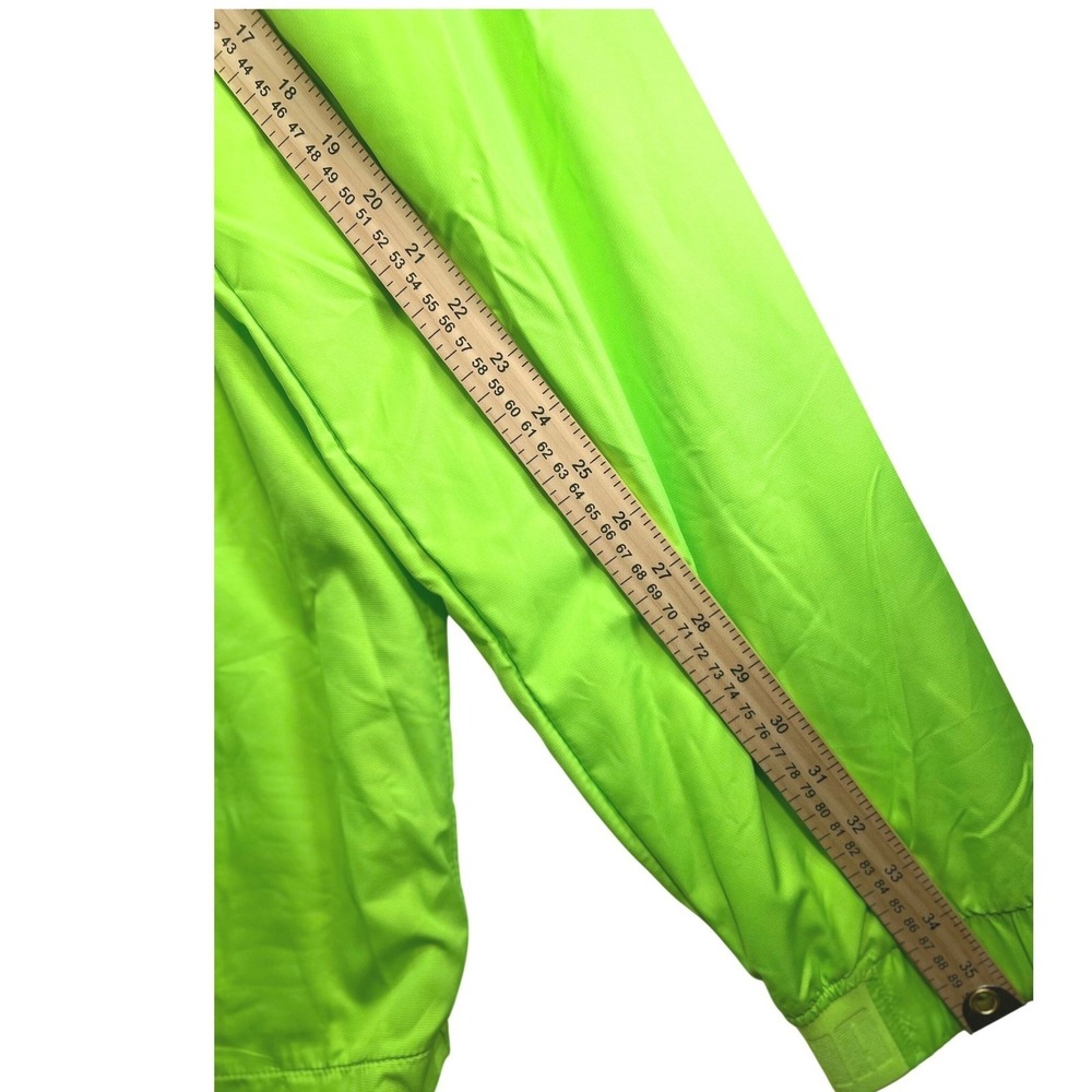 Puma Mens XL Fleece Lined Hooded Windbreaker Jacket Neon Green Full Zip New - Picture 10 of 11